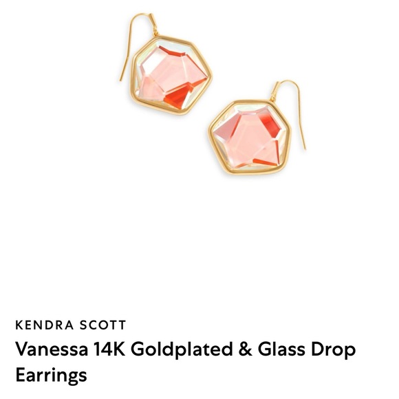 NWT Kendra Scott Vanessa 14K Goldplated Glass Drop Earrings
